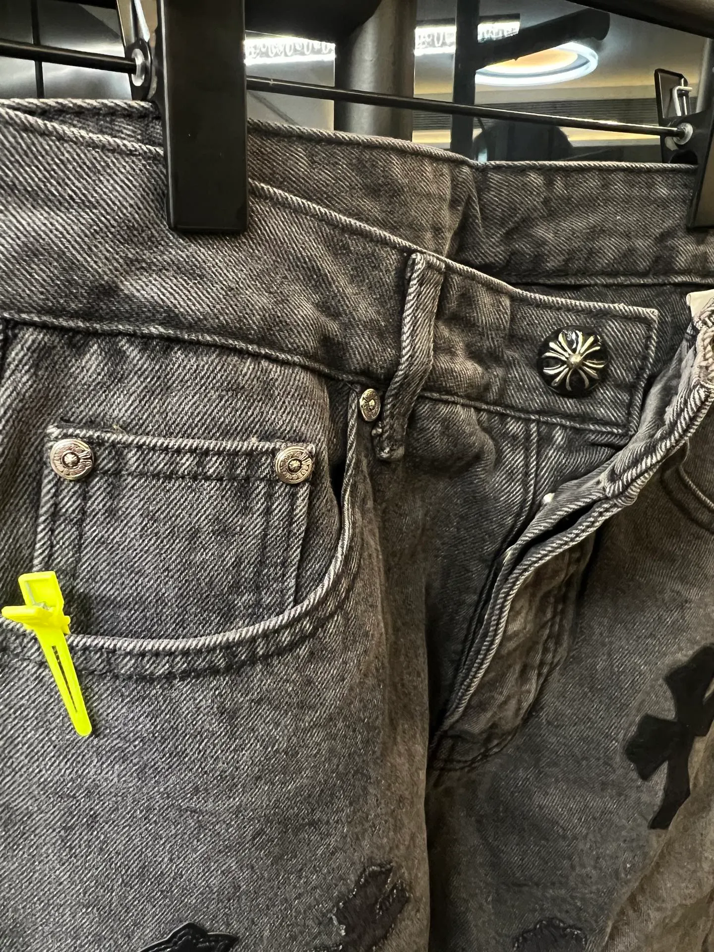 P270 [Special Version] Chrome Hearts/Chrome Heart 25Ss CH Large Cross Limited Blue Ox King Jeans (Black) Size: 28 30 32 34 36 (corresponding to s-xxl) Detailed sizes can be found in Figure 9